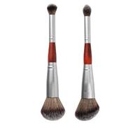 HAKIDZEL 2pcs Dual Ended Female Makeup Brush Set for Eyeshadow and Blush, Soft Synthetic Bristles, Lightweight Design, No Shedding, for Home Use and Professional Beauty Salon