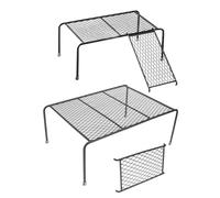 HAKIDZEL 2pcs Iron Chicken Coop Shelf with Ladder for Small Animals, Black Rutin Chicken Landscape Platform that Can Climb and Place Food Bowls, Suitable for Cage Use
