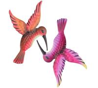 HAKIDZEL 2pcs Iron Hummingbird Wall Decor Set Decorative Hanging Bird Sculptures for Living Room and Deck, Colourful Simulation Bird Decoration Ornament