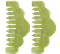 HAKIDZEL 2Pcs Natural Jade Scalp Massage Comb with Tip and Smooth Surface, Light Green Hair Tools for Head Massage at Home, for Family and Friends Relaxation