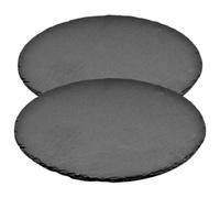 HAKIDZEL 2pcs Natural Round Stone Platter Boards for Food Serving, Multi-Function Black Steak and Dessert Plates, for Home and Hotel Use