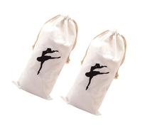 HAKIDZEL 2pcs Pointe Shoe Storage Bag Drawstring Pouch for Ballet Girl's Dance Shoes Canvas Material for Latin Storage and Dance Bag Use