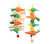 HAKIDZEL 2pcs Rabbit Chew Carrot String Made of Straw Rope with Unique Shapes for Guinea Pig and Bunny Playing to Change Chewing Behaviour and Promote Dental Health Random Color