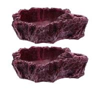 HAKIDZEL 2pcs Reptile Feeding Bowl Set for Lizards and Small Reptiles, Resin Material Natural Stone Shape, Creative Design to Encourage Eating and Build a Healthy Living Environment