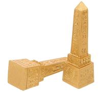 HAKIDZEL 2pcs Resin Egyptian Obelisk Tower Figurines with Ornamental Effect and Long-term Usage, Elegant Golden Ancient Egypt Decor for Desktop Display