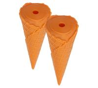HAKIDZEL 2pcs Reusable Fake Ice Cream Cones with Realistic Design Made of Sturdy Pvc for Dessert Shop Decor and Birthday Parties, Easy to Use Lifelike Play Food Models
