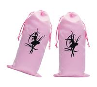 HAKIDZEL 2pcs Satin Ballet Shoe Bags Drawstring Portable and Reusable Shoe Storage Pouches for Dance 13x27cm Pink Ballet Carrying Bags