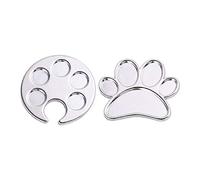 HAKIDZEL 2pcs Silver Nail Art Palette for Color Mixing and Display Creative Alloy Nail Tray with Unique Shape and Home Use by Professional and Amateur Painters