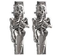 HAKIDZEL 2pcs Skull Hairpin Halloween Gothic Hair Clips Metal Bone Hair Clip for Horror Theme Party Halloween Barrettes for Skeleton Accessories Women