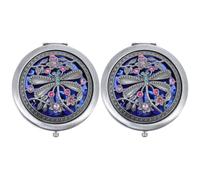 HAKIDZEL 2pcs Super-compact Two-sided Travel Makeup Mirrors for Women, Portable Foldable Gilded Cosmetic Mirrors in Elegant Golden Design, for School and Carrying inside Your