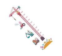 HAKIDZEL 2pcs Tower Crane Wall Stickers for Room Nursery Wall Decals Cartoon Height Chart with Easy to Apply and Remove PVC Material for Home Decoration and Bathroom