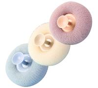 HAKIDZEL 3Pcs Body Shower Loofah Mesh Pouf with Suction Cup for Bath Exfoliating and Back Scrubber, Suitable for Women in Soft Plastic