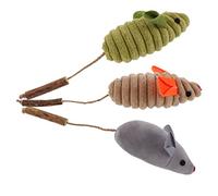 HAKIDZEL 3pcs Catnip Mouse for Indoor Cats and Kittens Interactive Chew with Silvervine Fruit Stimulate Hunting Instincts and Teeth Grinding Fun Exercise Play Grass Green Gray Beige