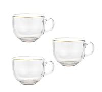 HAKIDZEL 3pcs Glass Coffee Mugs with Handle Comfortable Hand Feel Synthetic Material Stylish and Integrated Design Suitable for Wine and Juice