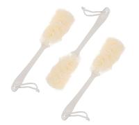 HAKIDZEL 3pcs Long Handle Body Cleaning Brush Set with Beige Ps and Pe Material, Skin-Friendly Bathing Body Brush that Will Not Damage Your Skin, for Shower and Massage Use