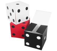 HAKIDZEL 3pcs Oversized Paper Dice Boxes Party Dice Centerpieces for Poker Themed Events and Prom, Interactive Multifunctional Game Night Decorations Assorted Colours