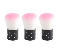 HAKIDZEL 3pcs Portable Nail Manicure Dust Brush Set Soft Fibre Bristles and Plastic Handle, Easy to Hold Powder Brushes for Nail Art Cleaning at Home and Salon, Pink