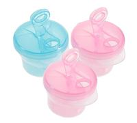 HAKIDZEL 3Pcs Powder Milk Storage Box Portable Rotating Container with Compartments Food Grade PP Material Leak Design for Oatmeal Nuts Candy Travel Use Pink Blue