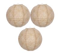 HAKIDZEL 3pcs Round Linen Ceiling Light Shades Hanging Design for Porch Decor and Living Room, Boho Vintage Rustic Farmhouse Style Lamp Shades Providing Warm and Soft Glow