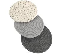 HAKIDZEL 3pcs round Woven Cotton and Polyester Heat Resistant Place Mats Set, Wear-resistant Dining Table Mats for Home Decoration and Everyday Use