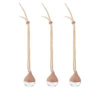 HAKIDZEL 3pcs Teardrop-shaped Hanging Car Air Freshener Bottles Refillable Glass Diffuser with Wood Covers Providing Pleasant Fragrance for Car and Offices Cute and Delicate Essential Oil