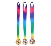 HAKIDZEL 3pcs Volleyball Award Medals Zinc Alloy with Neck Ribbons | Golden Silver Bronze Trio, Hollow Volleyball Theme, Rounded Edges, Lightweight for Games and Ceremonies