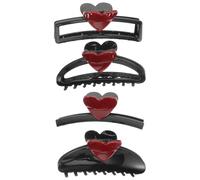 HAKIDZEL 4 Pcs Heart Claw Clips for Women, Practical and Sturdy Plastic Hair Grips with Unique Design, for Dating Or Cleaning Your House