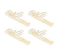 HAKIDZEL 4 Pcs Wooden Hollow English Letter Hanging Decorations Pendant Set with Smooth Surface and Graffiti Design, Beige Synthetic Material for Home and Use