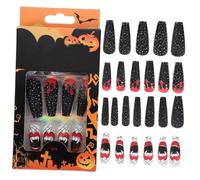 HAKIDZEL 48pcs Fake Nails Press on Nails Full Cover Plastic 2 Boxes Ultra-thin, Not Easy to Break for People of Different Finger Sizes, Christmas, Night Club