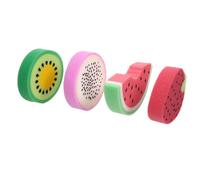 HAKIDZEL 4pcs Bath Sponge Set Fruit Shape Exfoliating Shower Sponges for Boys with Dragon Fruit Strawberry Watermelon and Kiwi Colors for Gentle Bathing Random Color