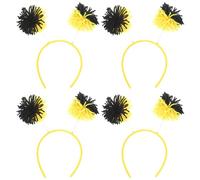 HAKIDZEL 4pcs Bee Pom Pom Headband Fluffy Bumblebee Cosplay Accessory Hair Band Bopper Headwear for Independence Day School Play Birthday Party Decorations