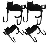 HAKIDZEL 4pcs Cat Wall Mount Hooks Iron Coat Hook Hanger Creative Cartoon Cat-Shaped Circular Design Easy to Install Storage and Hanging for Home Kitchen Bedroom