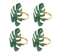 HAKIDZEL 4pcs Green Metal Leaf Napkin Rings, Creative Multi-purpose Dinner Napkin Holders Modern Elegant Design, for Home Party and Banquet Table Decoration