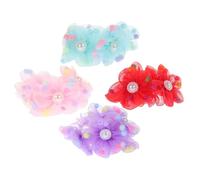 HAKIDZEL 4pcs Hair Bun Covers Mesh Rope Hair Ties for Women Accessories for Ballet Dance Ponytail Holders Sunflower Beads
