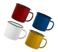 HAKIDZEL 4pcs Metal Mugs for Hot Drinks Enamel Drinking Mug Set with Comfortable Feeling and Practical Use, Retro Tea Cup Design for Home and Cafes, Office Enamel Cup