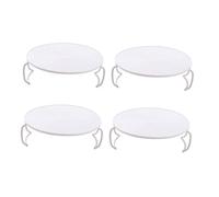 HAKIDZEL 4pcs Microwave Steam Rack Pot Trivet Stand Steaming Tray for Home Steamer Trivet Round Baking Rack Bread Cooling Folding Storage Micro-wave Oven Multifunction White PP