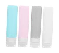 HAKIDZEL 4Pcs Silicone Reusable Shampoo Containers Leak Liquid Dispenser Bottles for Travel and Household Airtight Childlike Design Leakproof Holder for Shampoo Lotion Hand Wash