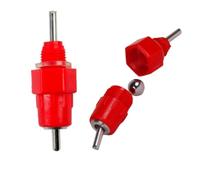 HAKIDZEL 50 Pcs Automatic Chicken Water Feeder Red Plastic Screw Style Poultry Drinker with Steel Ball Nipple for Pullets Saves Water for Farm and Backyard Use