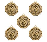 HAKIDZEL 5pcs Brass Array Pendant Set for DIY Making with Retro Style and Exorcism Function, Golden Hanging Decor Inspired by Chinese Culture for Handicraft and Spiritual Jewellery