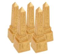 HAKIDZEL 5pcs Egyptian Obelisk Figurines Resin Tower Sculptures Golden Decorative Ornaments for Sand Table Games and Office Decor with Ancient Elegance