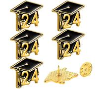 HAKIDZEL 5pcs Graduation Cap Lapel Pin Set for Graduation Festival, Decorative Doctor Hat Brooch with Metal Suit Pin, Aesthetic Brooch for Clothes and Uniform Accessories