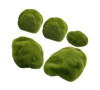 HAKIDZEL 5pcs Realistic Fake Moss Rocks for Home Artificial Flower Displays, Lightweight Green Mossy Stone Shape with Flocking Foam Material, Safe and Natural Decorative Simulated Stone