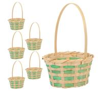 HAKIDZEL 6 Pcs Bamboo Flower Basket Set, Practical and Reusable Hand-held Multi-purpose Storage Baskets with Simple Shape and Compact Design for Home Decor and Floral Arrangement