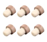 HAKIDZEL 6 Pcs Wooden Wine Bottle Stoppers Beige Reusable Wine Bottle Airtight Seal Plugs Not Easy to Deform for Home and Kitchen Use
