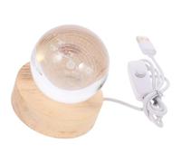 HAKIDZEL 60mm Crystal Ball Decoration with LED Light Wood Base and USB Cable, Glass Sphere for Living Room and Bedroom Home Decoration, Elegant and Reliable Desktop Crystal Sphere