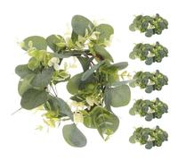 HAKIDZEL 6pcs Artificial Eucalyptus Wreaths Candle Wreaths with Realistic Texture Material Lightweight Leaf Garland Decoration for Door and Window