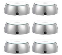 HAKIDZEL 6pcs Glowing LED Light Base Display Stand with Silver Crystal Lamp Holder, Non-Battery Operated Lighting Display Pedestal for Artwork and Crystal Balls in Home Décor