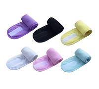 HAKIDZEL 6Pcs Hair Wrap Headband for Makeup and Face Wash Elastic Spa Headbands Yellow Black White Pink for Yoga Shower Skincare Routine