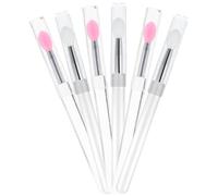 HAKIDZEL 6pcs Portable Lip Brush Set with Silicone Tips and Dustproof Lids for Professional Use and Daily Application, Suitable for Lipstick and Eye Shadow Makeup
