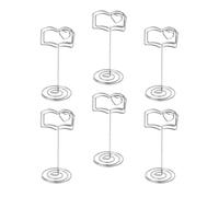 HAKIDZEL 6pcs Silver Metal Book Shaped Note Clips for Wedding and Desktop Use, No-Hole Holding Memo Holders with Adorable Appearance, for Cards and Photos